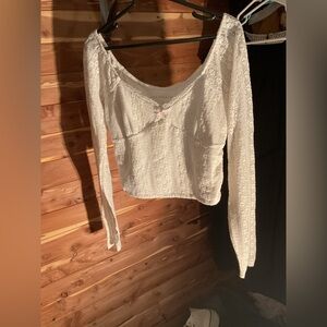 Aeropostale Lace Crop Top with Pink Accent size Large